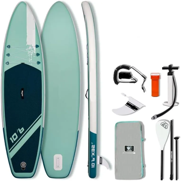 11' Premium Stand-Up Paddle Board - Yoga SUP Board with Wide, Stable Non-Slip Deck, Includes Paddle, Pump, Leash, and Carry Bag, Suitable for Teens and Adults