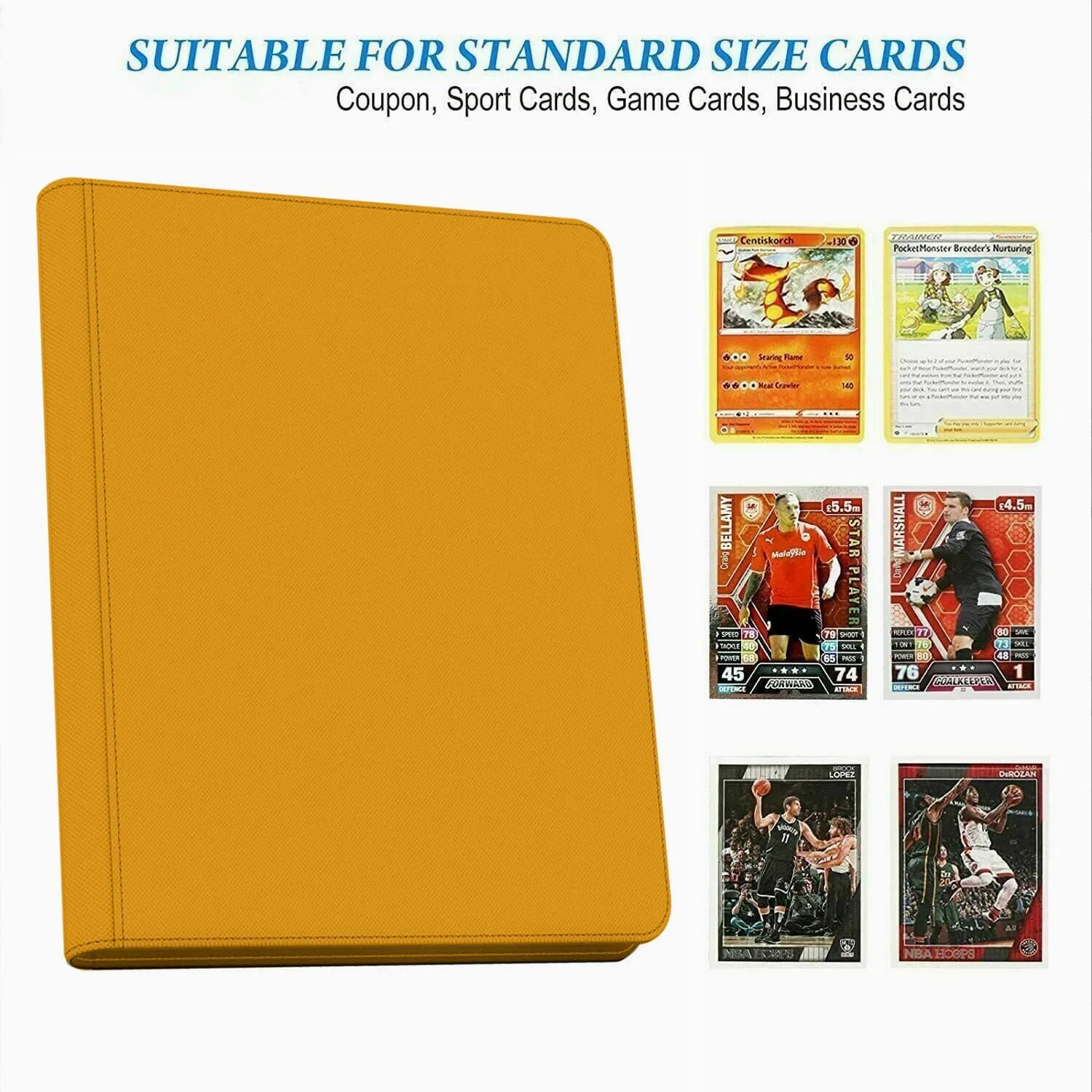 12 Pocket 720 Pockets Trading Card Binder, Ringless Side Loading Card Holder Album, Trading Card Album Fit for YuGiOh, MTG, TCG, Game, Sports, Business Cards (Yellow)
