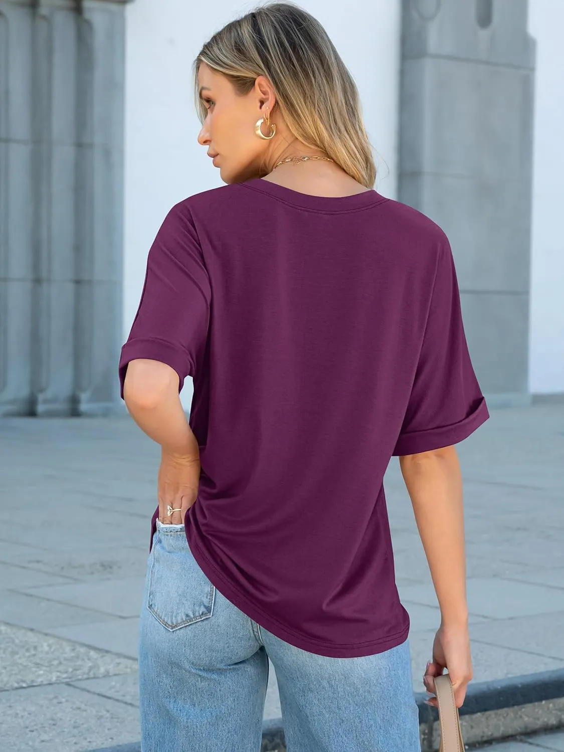 ANRABESS Women Oversized T Shirts Short Sleeve Summer Casual Loose Top Basic Tee with Pocket