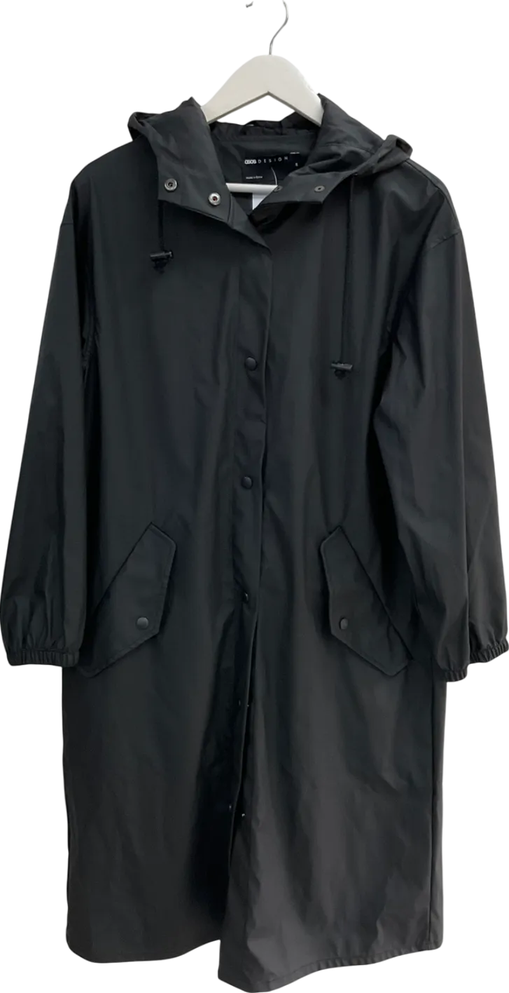 ASOS Black Rubberised Rain Coat UK XS