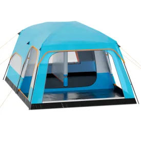 essential Extra Large Tent 5-8 Person, Family Cabin Tents with 2 Rooms and 3 Doors, Waterproof Double Layer Big Tent for Outdoor, Picnic, Camping, Friends Gathering, Coffee