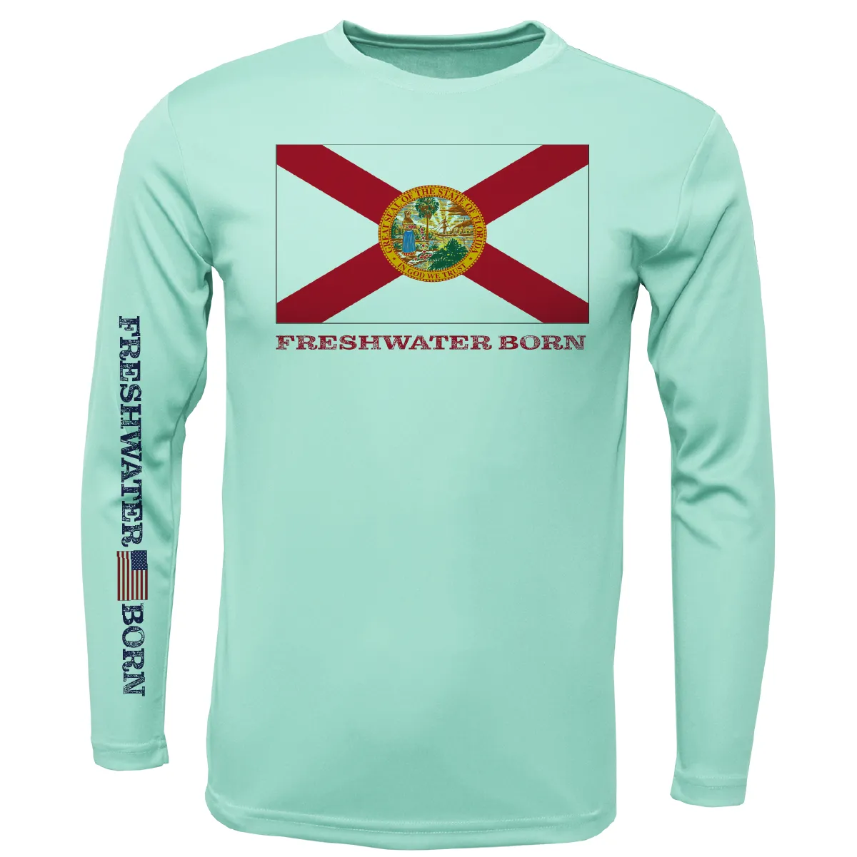 Florida Flag Freshwater Born Boy's Long Sleeve UPF 50  Dry-Fit Shirt