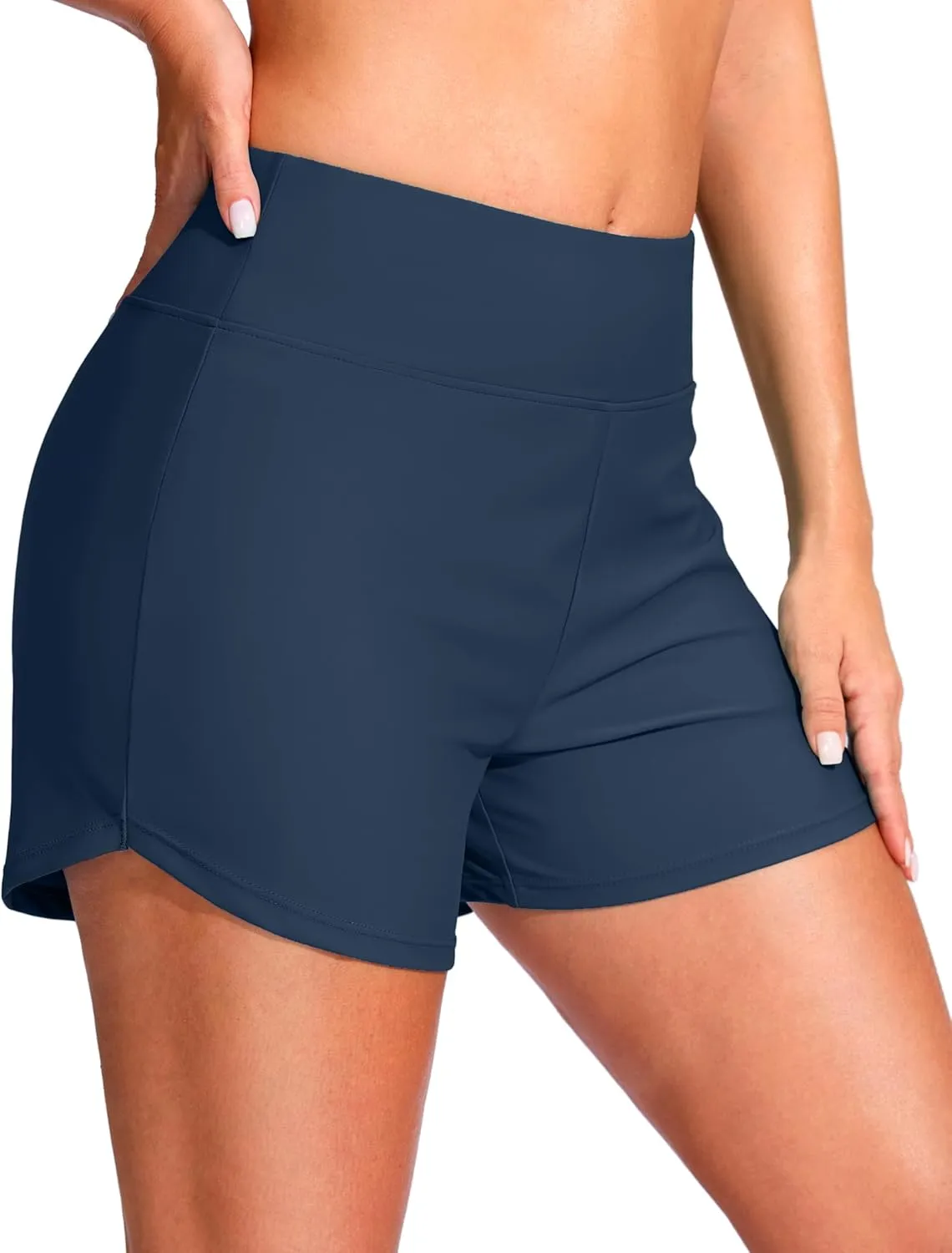 G Gradual Women's 4" Swim Board Shorts High Waisted Tummy Control Swimsuit Bathing Suit Bottoms for Women with Liner Pocket