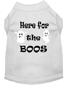 Here For The Boos Screen Print Dog Shirt White Xs (8)