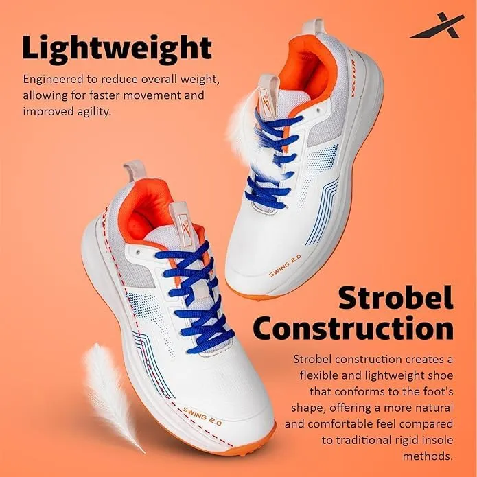 KNK Swing 2.0 Cricket Shoes for Men & Boys ??Lightweight Mesh Upper with TPU Fusing, EVA Midsole, Rubber Outsole, Durable Sports Footwear for Cricket Practice & Professional Use