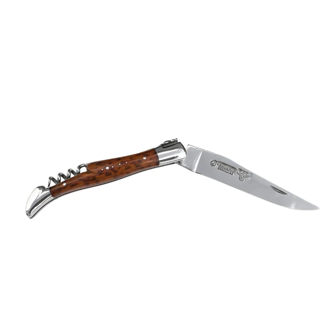 Laguiole En Aubrac Folding Knife with Corkscrew (12cm) - Amourette (Snakewood)