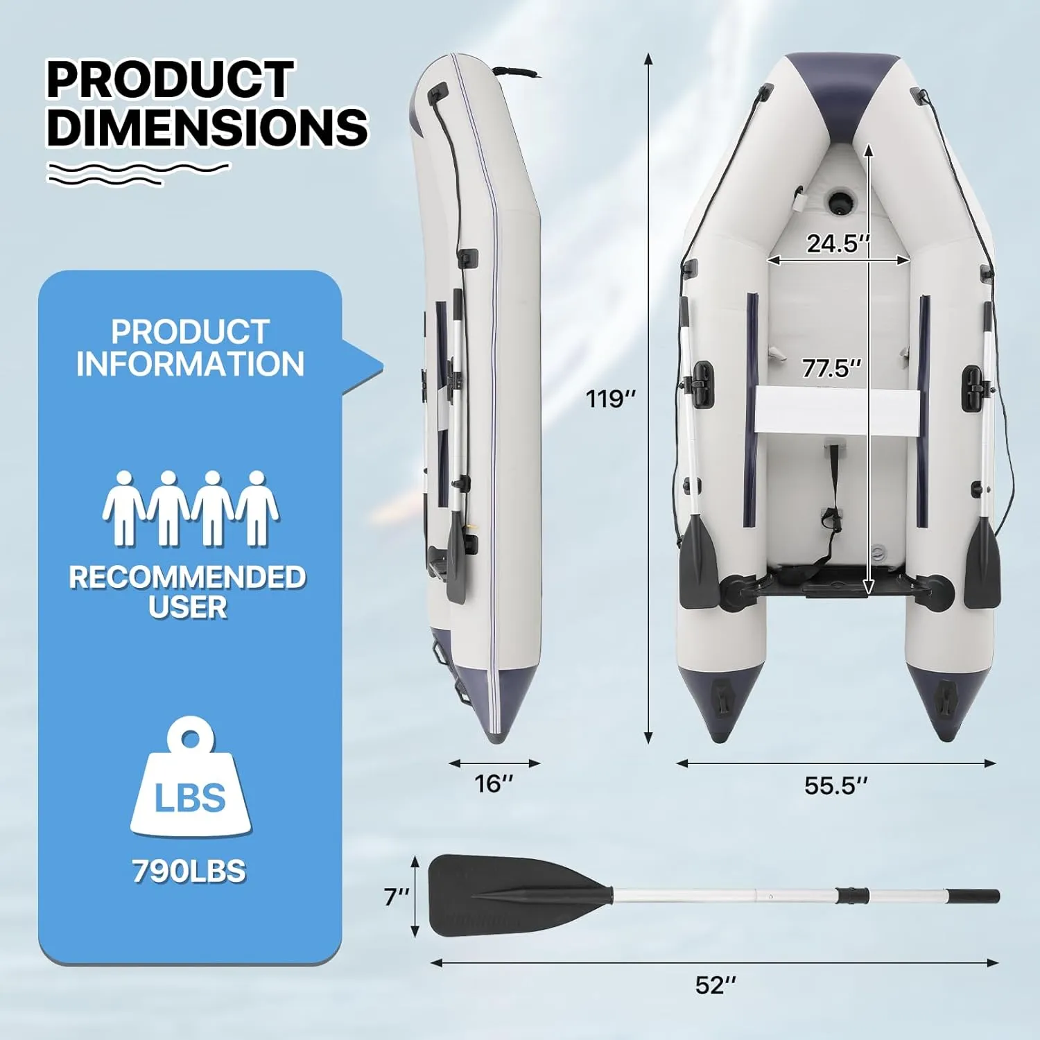 MADOG Person Inflatable Boat(Oars Included), Inflatable Raft for Water Sports Quick Inflation & Deflation