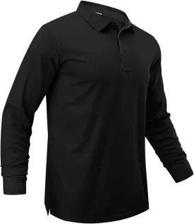 Men Polo Shirts Long Sleeve Moisture Wicking Dry Fit Performance Tactical Shirt Collared Casual Golf Tennis Shirt