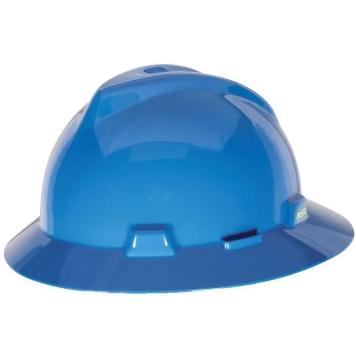 MSA V-Gard 475369 Slotted Full Brim Hard Hat  with Fas-Trak III Suspension, White, 1 Each
