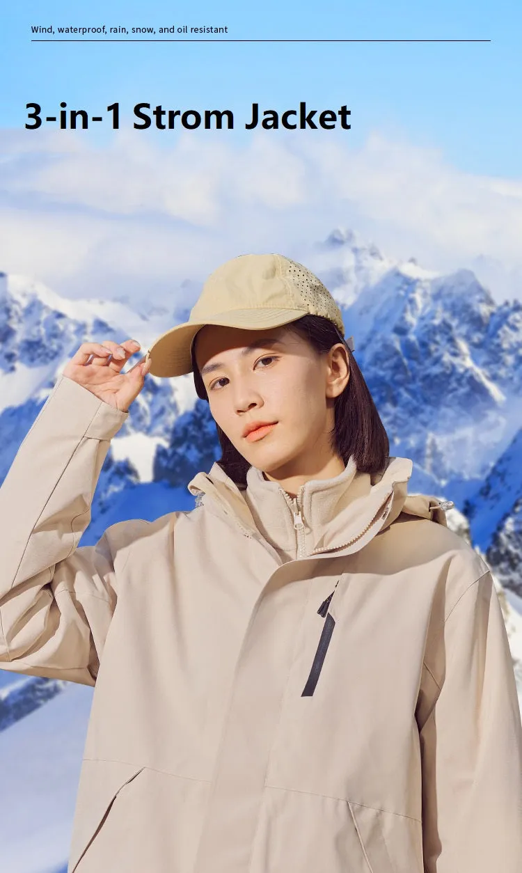 New Autumn Winter Outdoor Storm Jacket Unisex Manufacturers Wholesale Three-in-one Work Clothes Waterproof Mountaineering Jacket