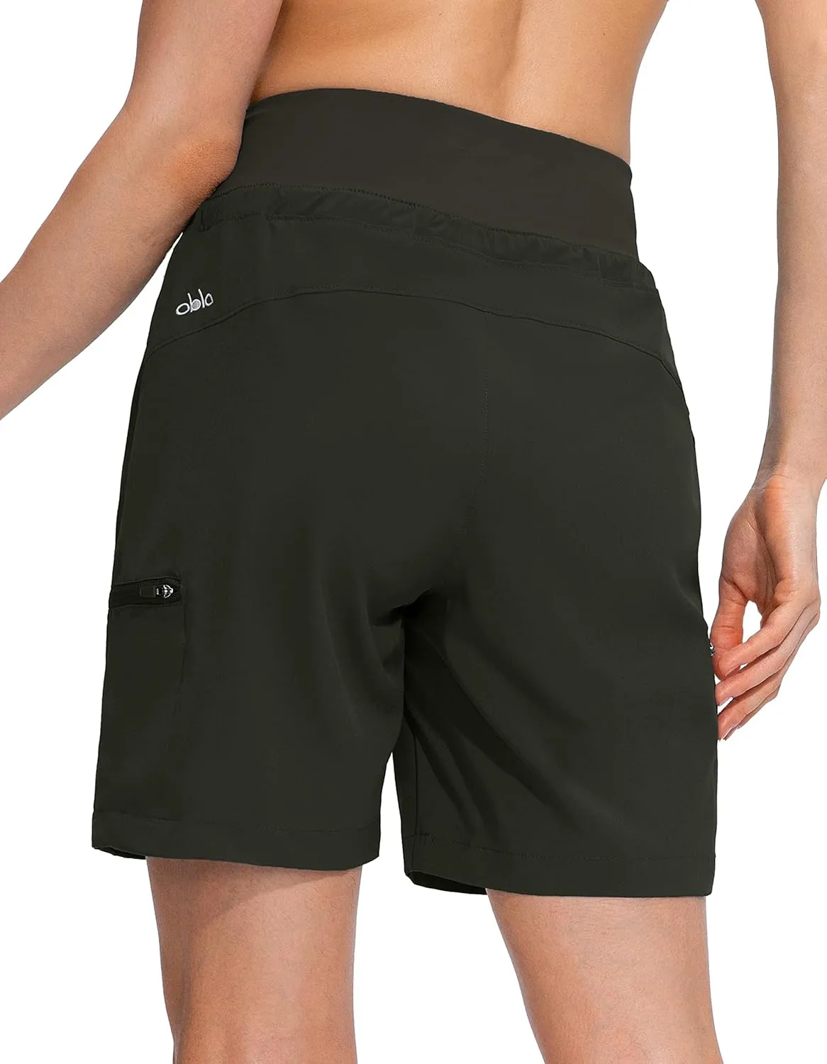 Obla Women's Hiking Cargo Shorts Zipper Pockets Soft High Waisted Quick Dry 7 Inch Long Shorts for Women Golf Athletic Summer