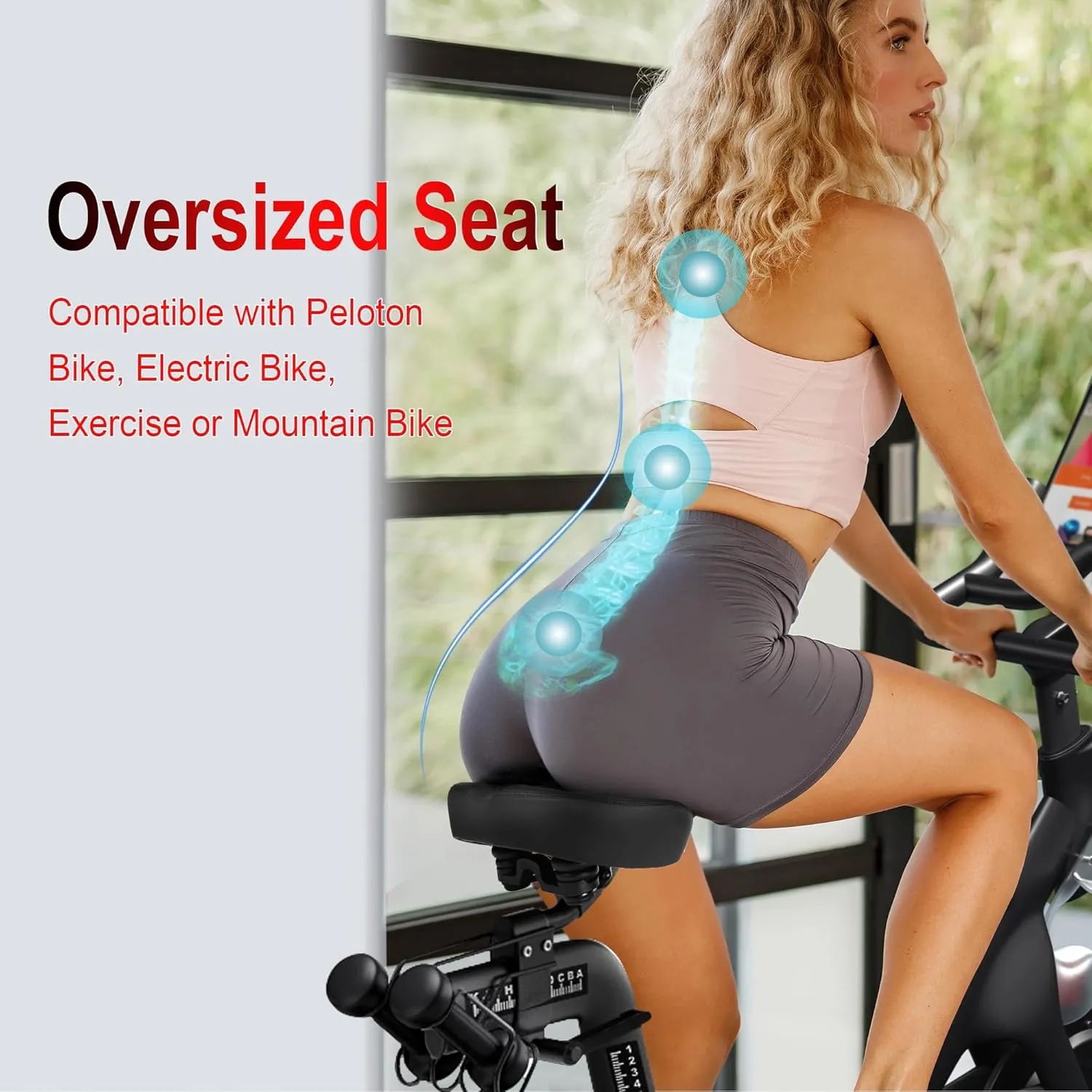 Oversized Bike Seat for Peloton Bike & Bike , Wide Bicycle Saddle Replacement Compatible with Peloton, Exercise or Road Bikes, Seat Cushion for Men & Women