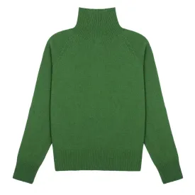Sunspel Womens Lambswool Funnel Neck Jumper Bright Green