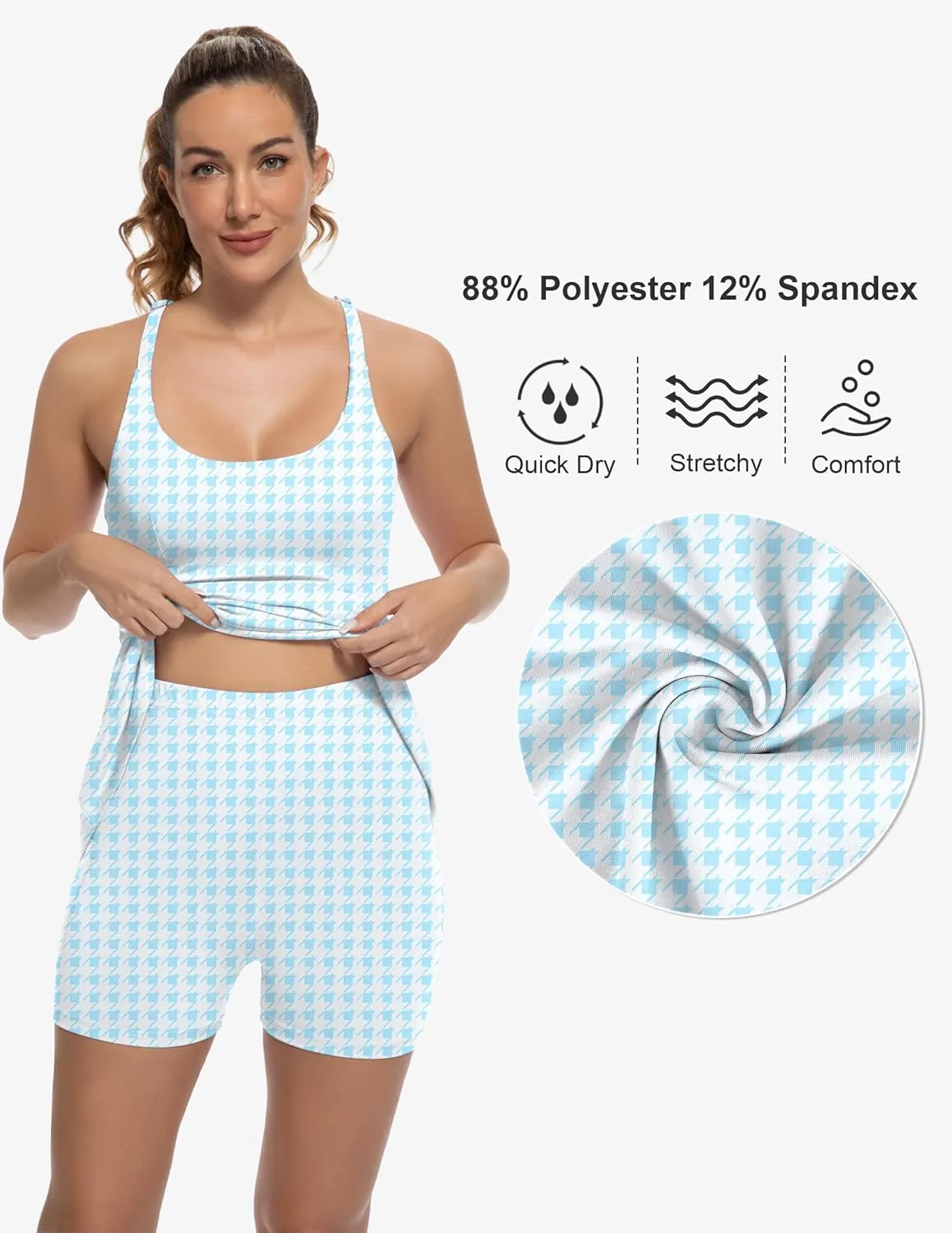 Tennis Dress for Women Athletic Golf Dress with Shorts and Pockets Backless Workout Dress with Adjustable Straps