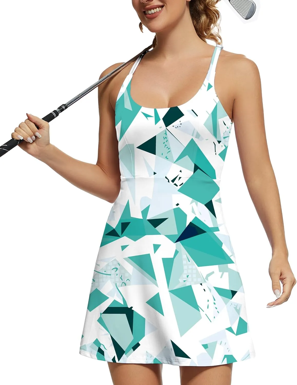 Tennis Dress for Women Athletic Golf Dress with Shorts and Pockets Backless Workout Dress with Adjustable Straps