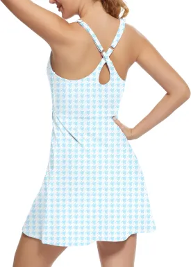 Tennis Dress for Women Athletic Golf Dress with Shorts and Pockets Backless Workout Dress with Adjustable Straps