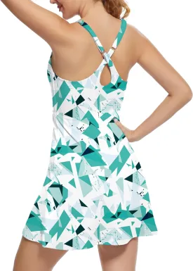Tennis Dress for Women Athletic Golf Dress with Shorts and Pockets Backless Workout Dress with Adjustable Straps