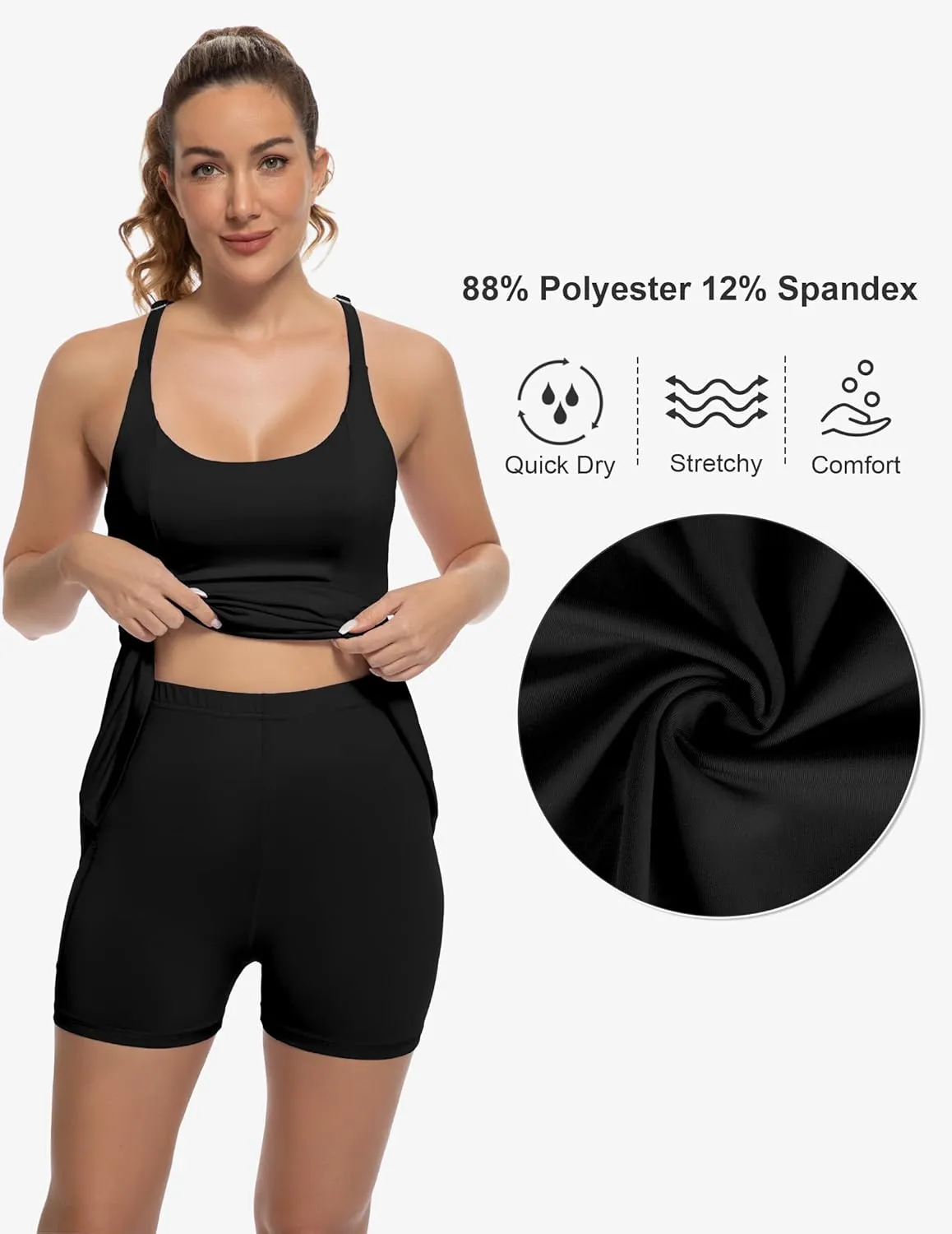 Tennis Dress for Women Athletic Golf Dress with Shorts and Pockets Backless Workout Dress with Adjustable Straps