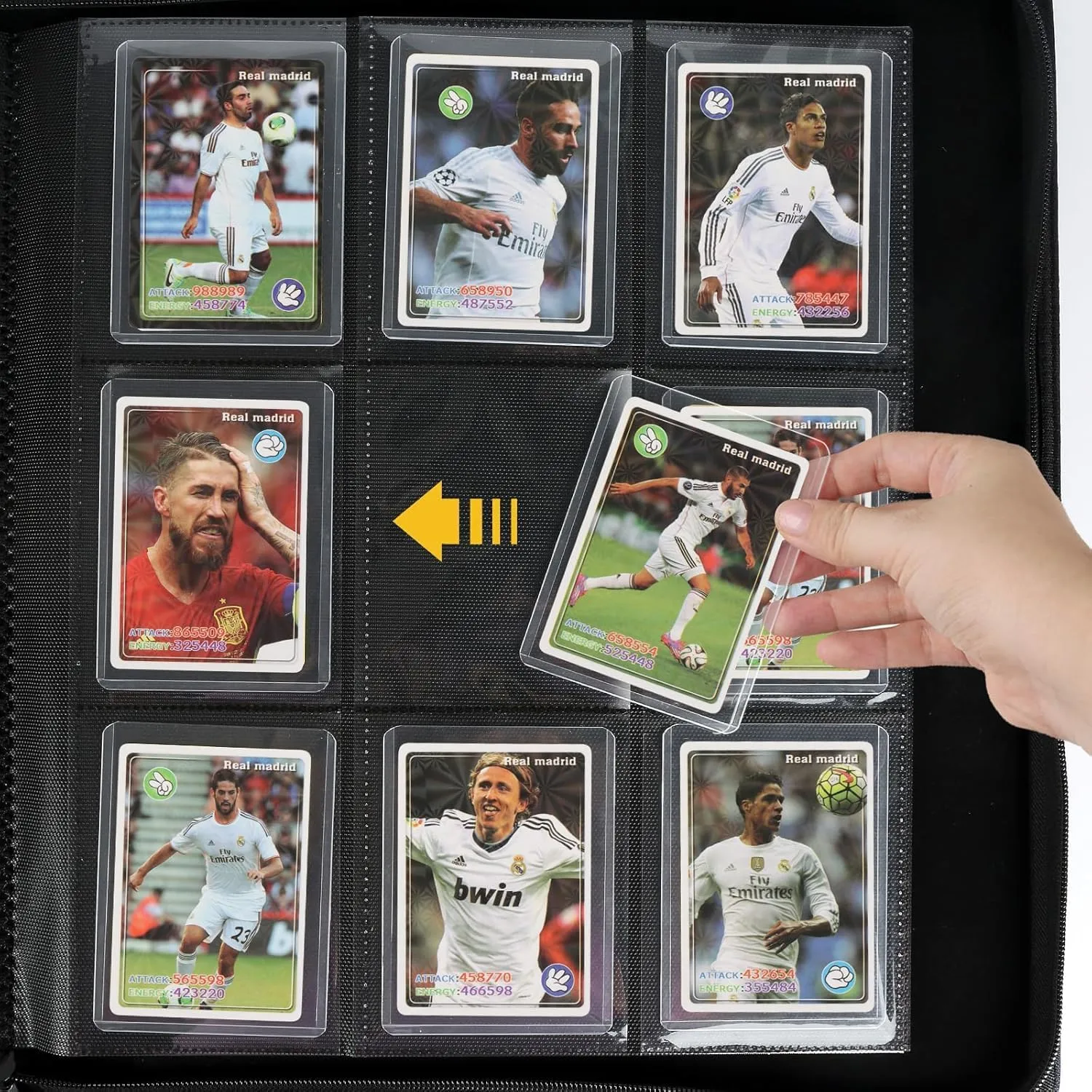 Toploader Binder with 9-Pocket Pages, Holds 288 "34" Rigid Toploader Hard Cases, Card Holder for Collectible Cards or Sports Cards, Durable Sleeves for Storage & Display (Gray)