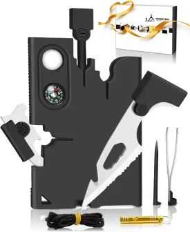 Upgraded Credit Card Tool Multitool - Mens Grandpa Gifts for Dad Who Wants Nothing, Papa Gifts for Him Credit Card Knife Foldable Cool Gadgets for Men Wallet Tools With Blade Compass Screwdrivers